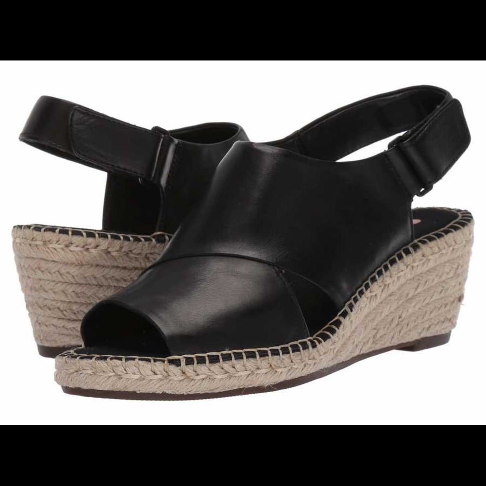 Ladies Clarks Petrina Abby Black Wedge Sandal Size 8.5M